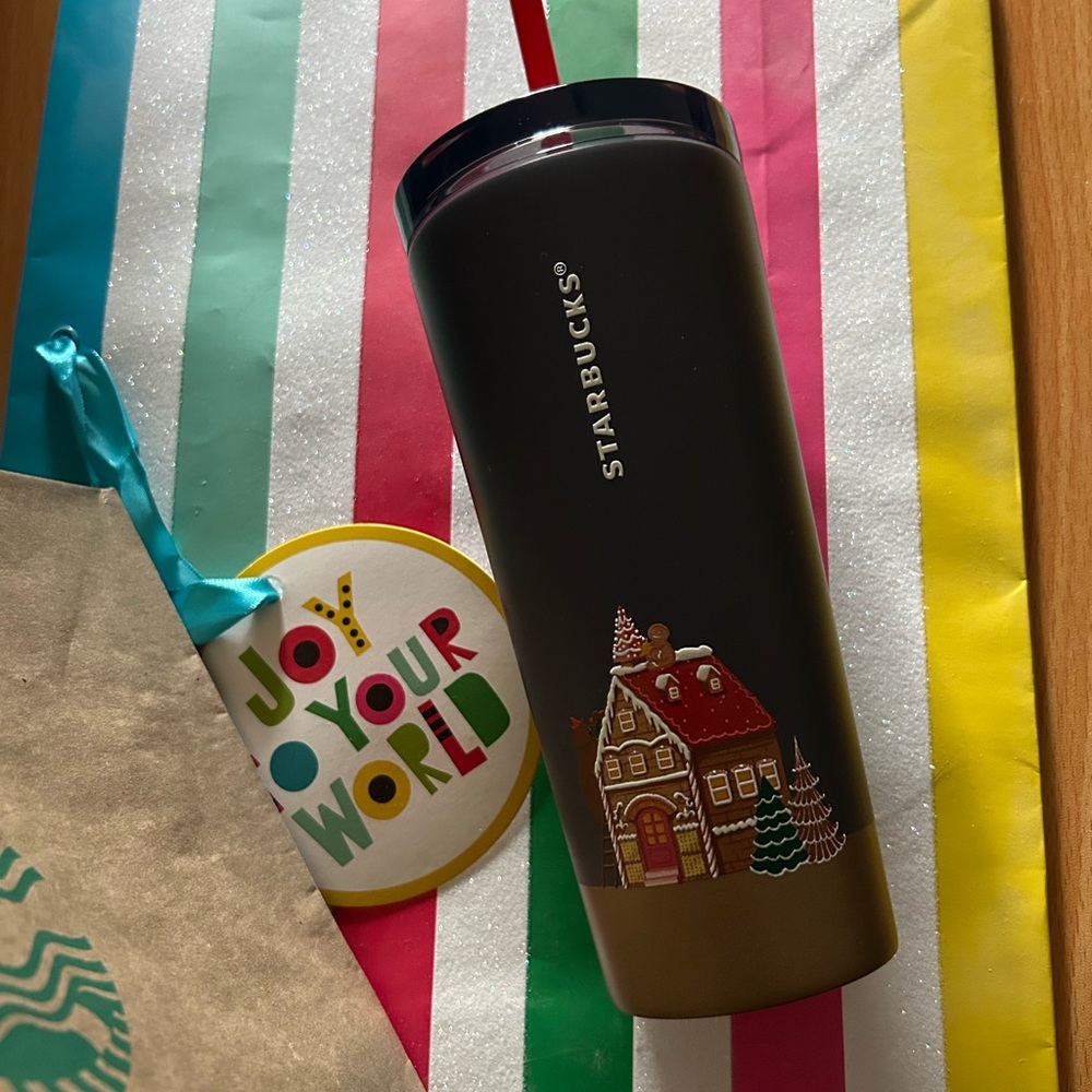 🎄NWT 2025 Starbucks Gingerbread House 🍪 Tumbler & Matching Suitcase Decor New